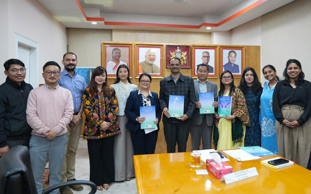 CMHLP team with the chief secretary government of sikkim and the sikkim INSPIRES team banner